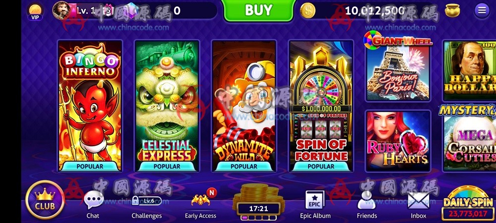 【置顶】英文SLOTS《Club Vegas Slots》源码 手游-第1张