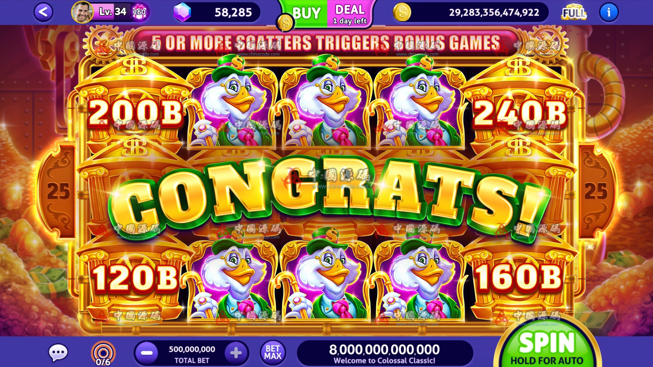 【置顶】英文SLOTS《Club Vegas Slots》源码 手游-第5张