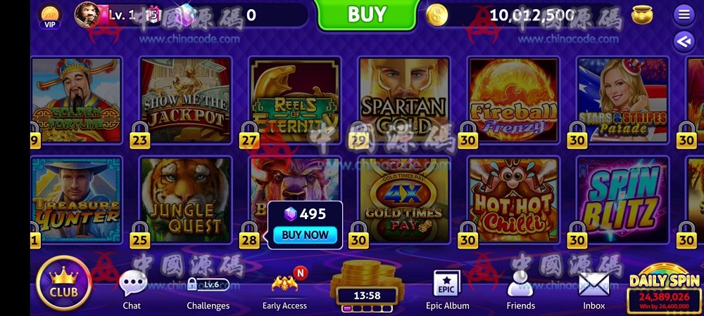 【置顶】英文SLOTS《Club Vegas Slots》源码 手游-第3张